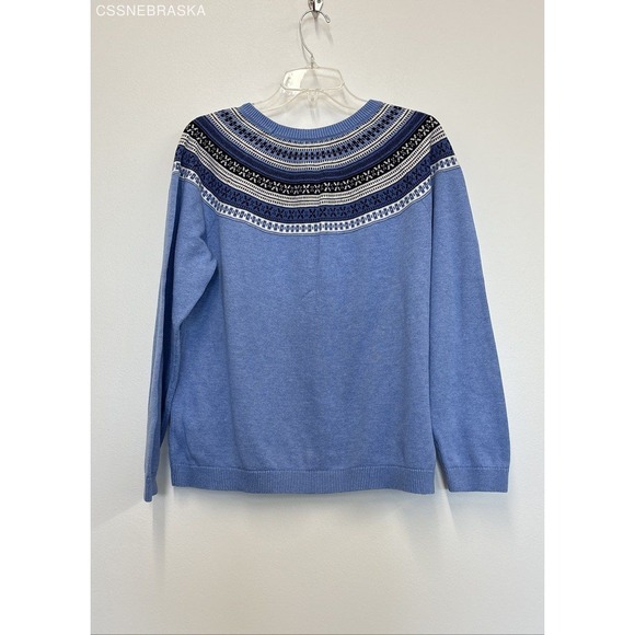 Talbots Blue Very Pretty Fair Isle Yoke Sweater - Size XL - Picture 7 of 7